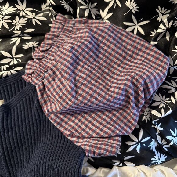 NWT Maeve Anthropologie Plaid Puff Sleeve Mini Rib Button Sweater Dress SMALL - Picture 9 of 9